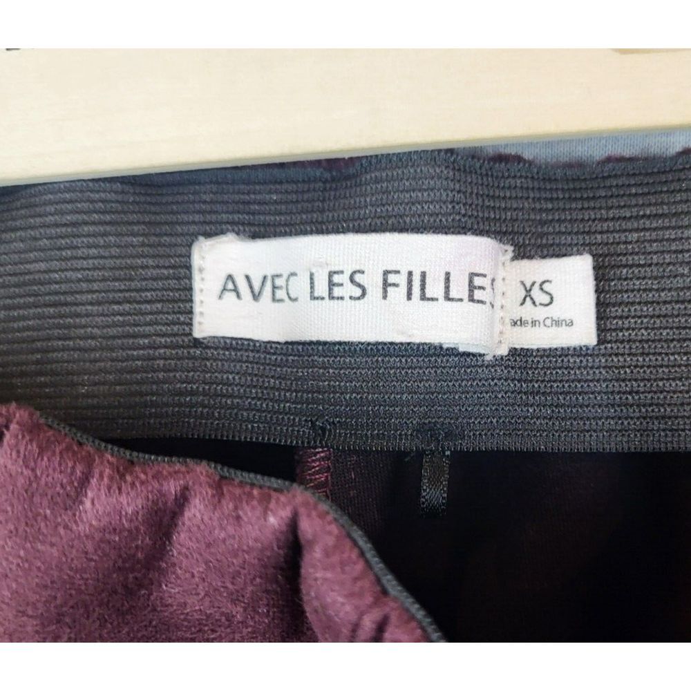 Avec Les Filles Leggings Faux Suede Maroon Pants XS Slit Ankle Anthropology - Picture 5 of 10